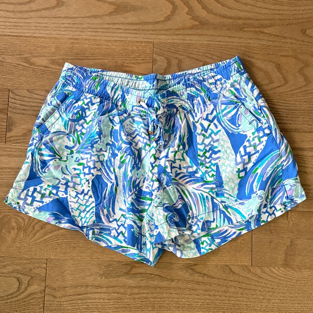 Lilly Pulitzer Blue and Green Patterned Athletic Shorts